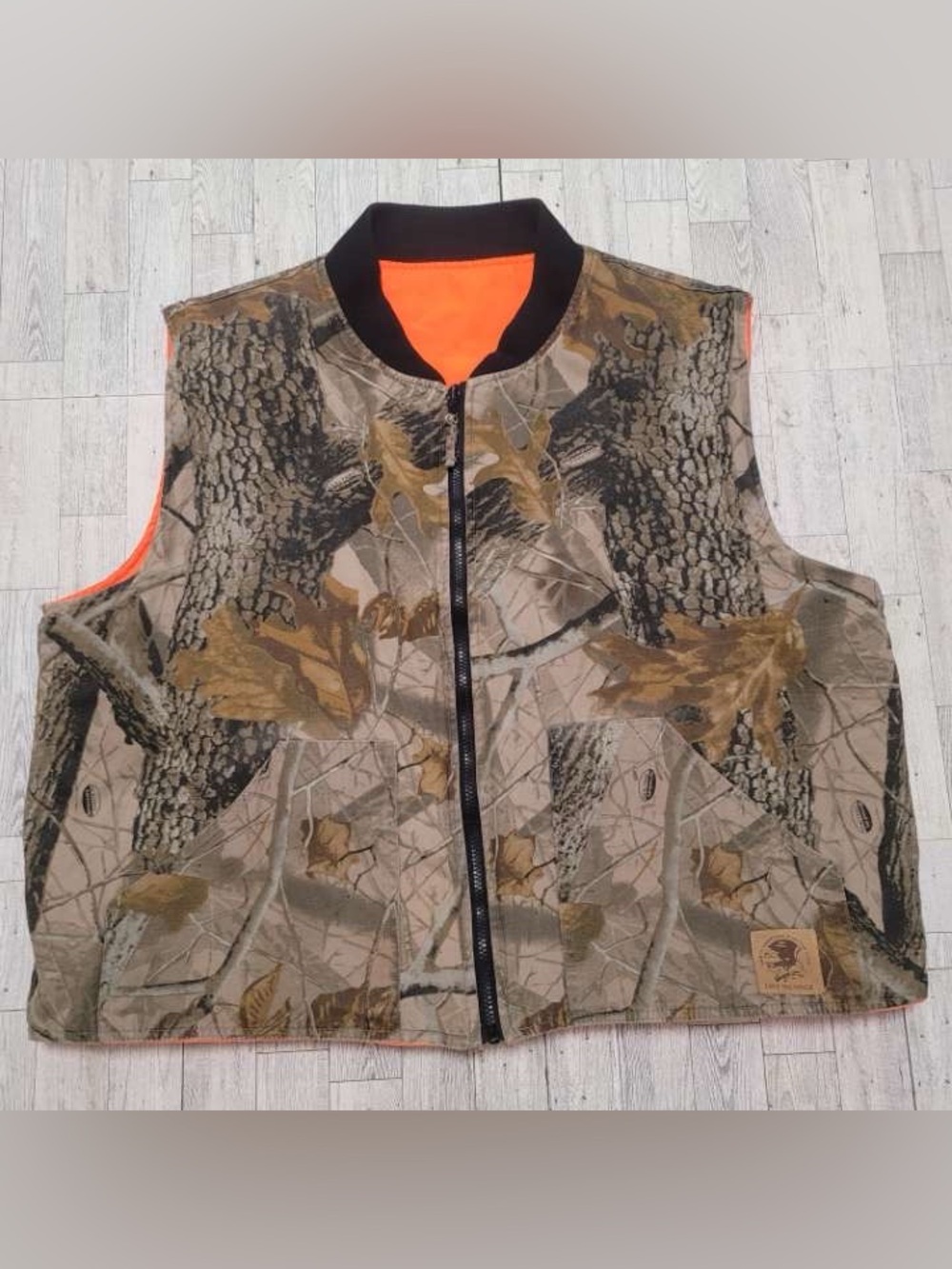 Men's Bob Allen Nature Camo Neon Orange Reversible Hunting Vest Size XL